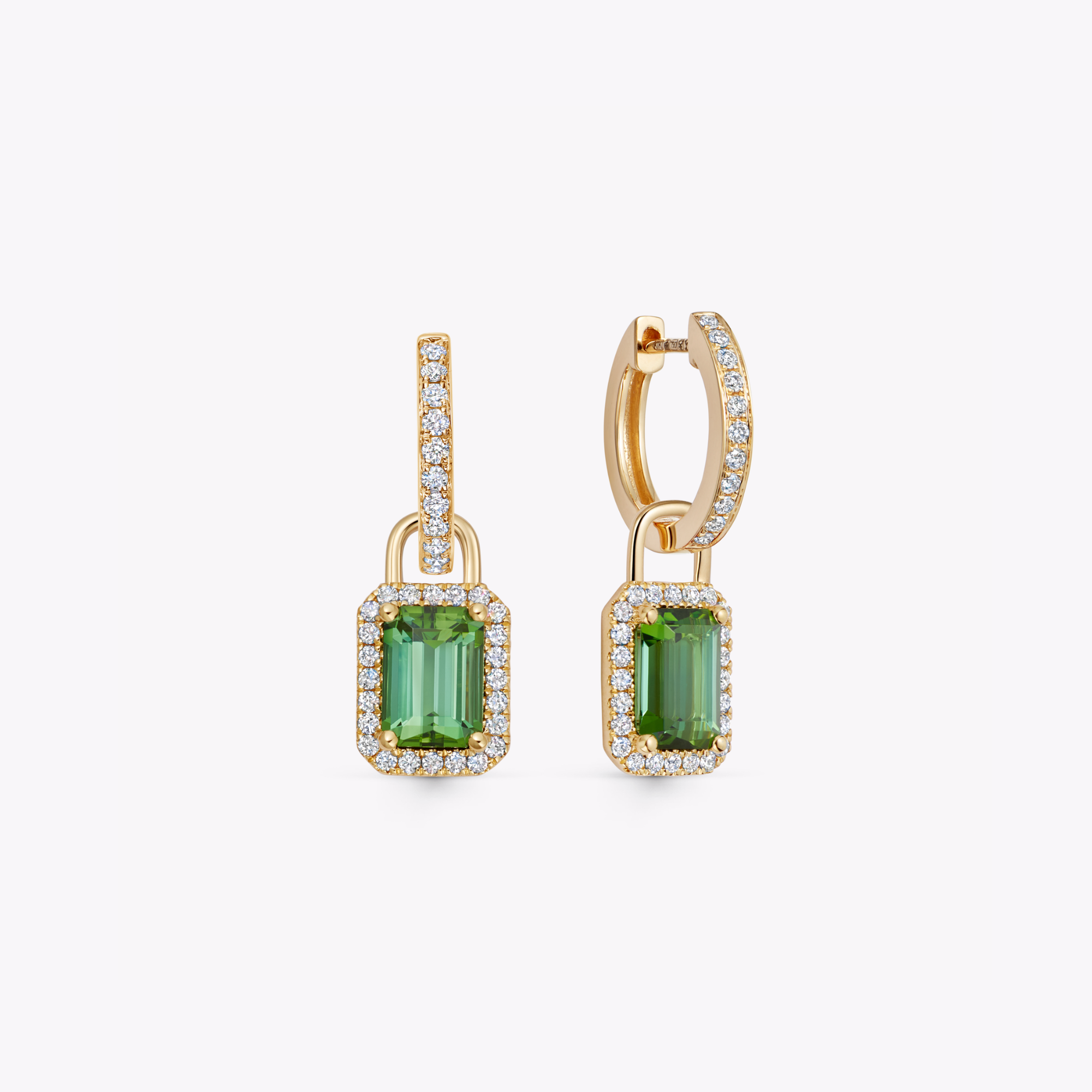 Special Editions Octagon Green Tourmaline and Diamond Detachable Drops