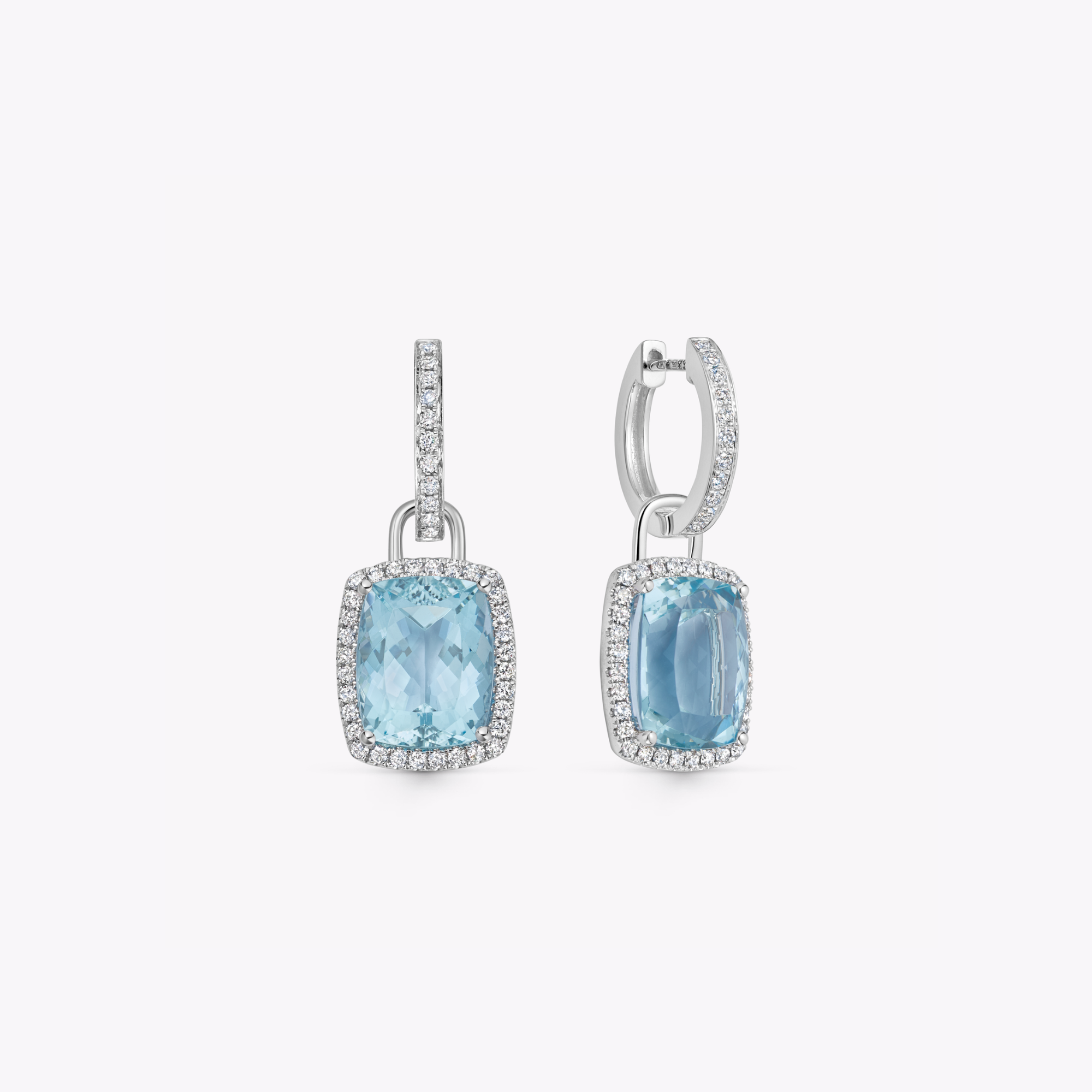 Special Editions Cushion Aquamarine and Diamond Detachable Drops