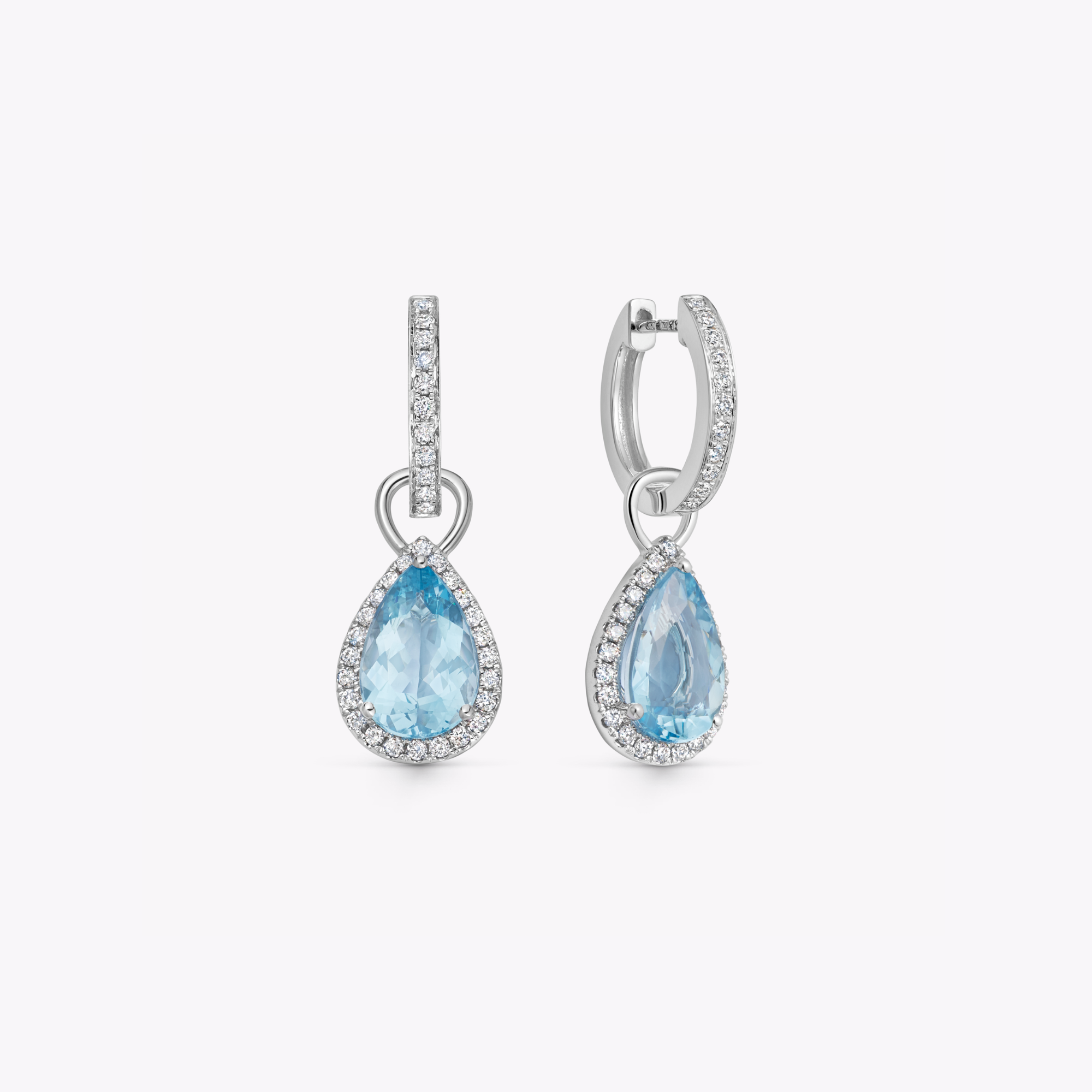 Special Editions Medium Pear Aquamarine and Diamond Detachable Drops