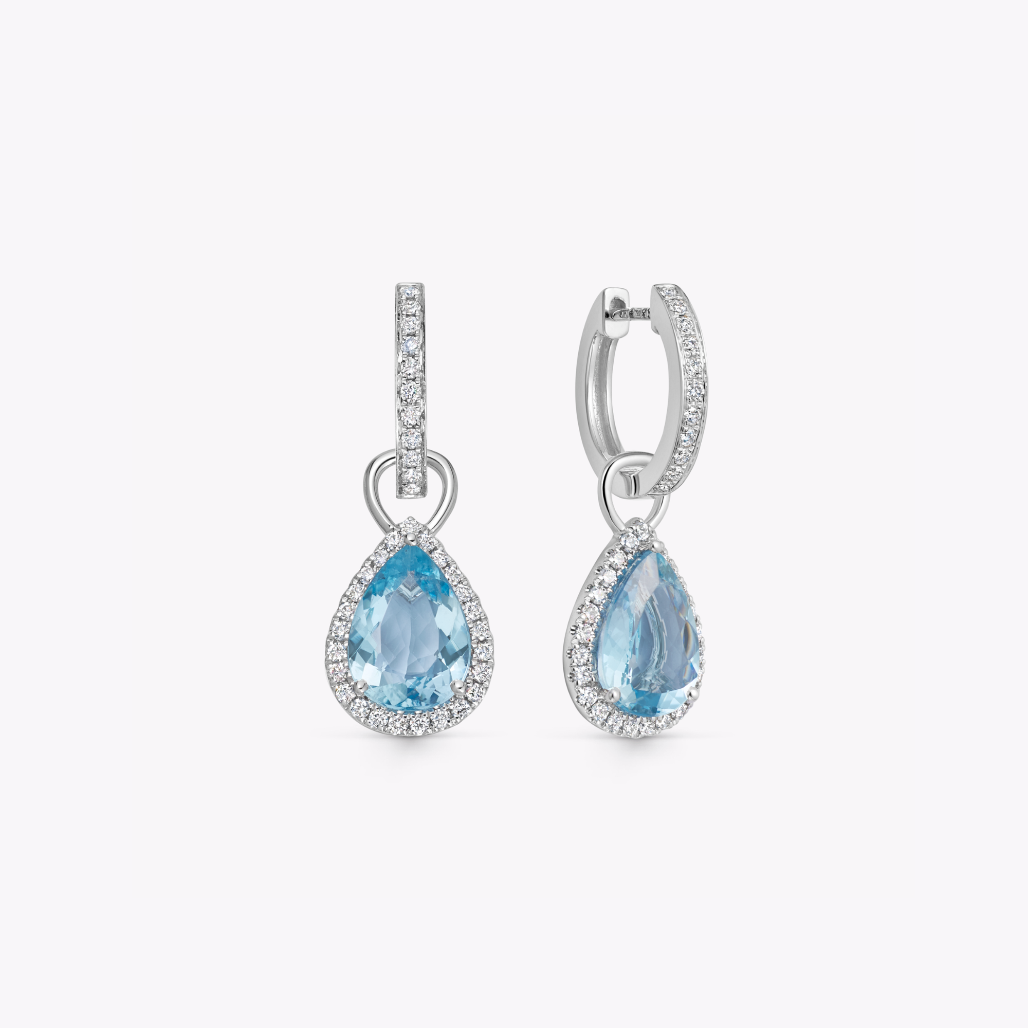 Special Editions Large Pear Aquamarine and Diamond Detachable Drops