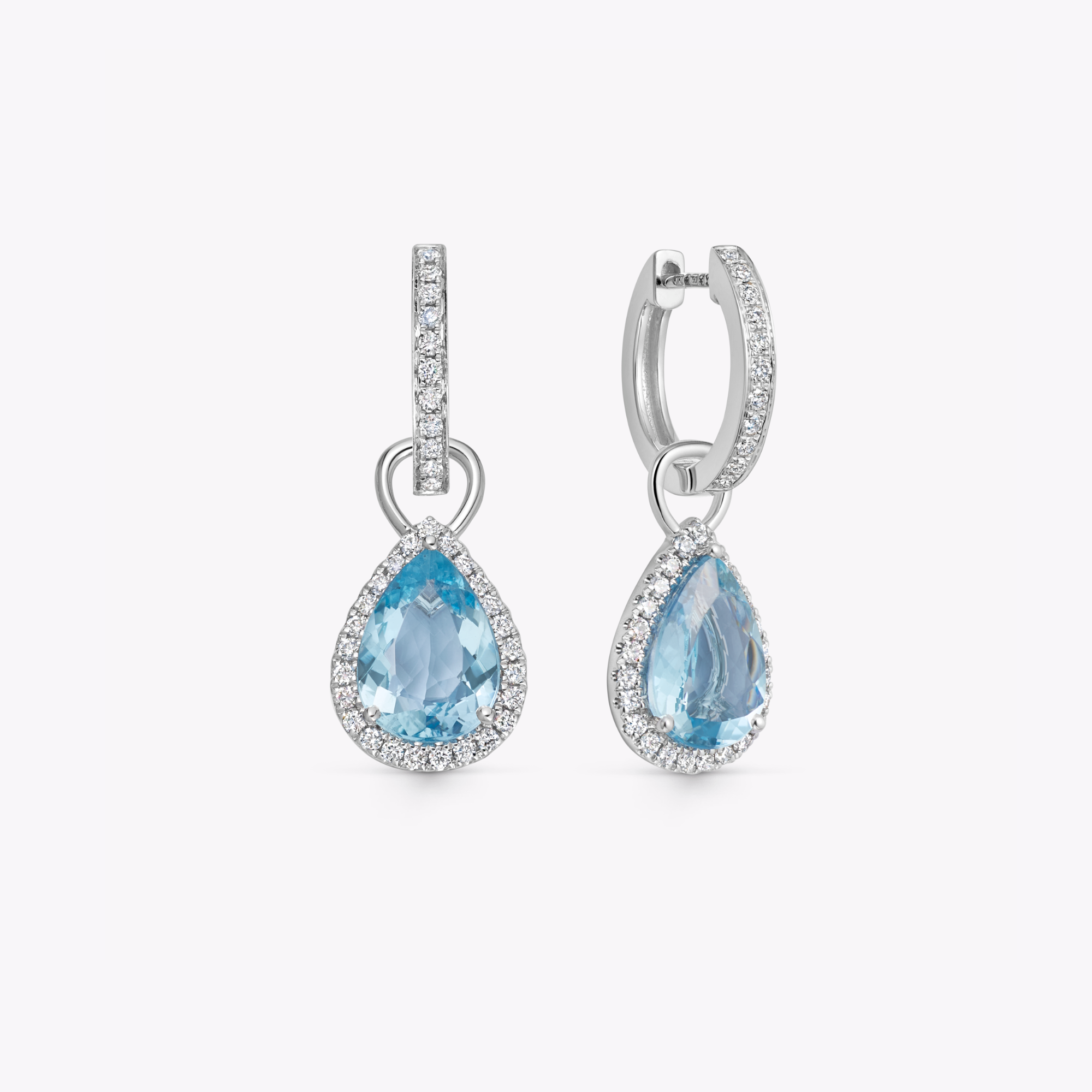 Special Editions Large Pear Aquamarine and Diamond Detachable Drops