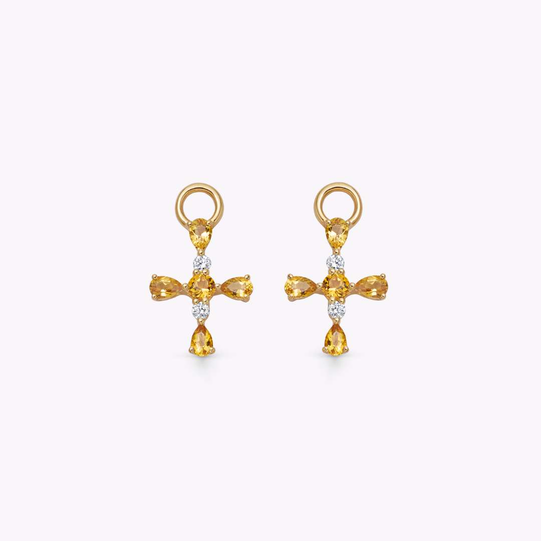 Citrine and Diamond Cross Detachable Drops