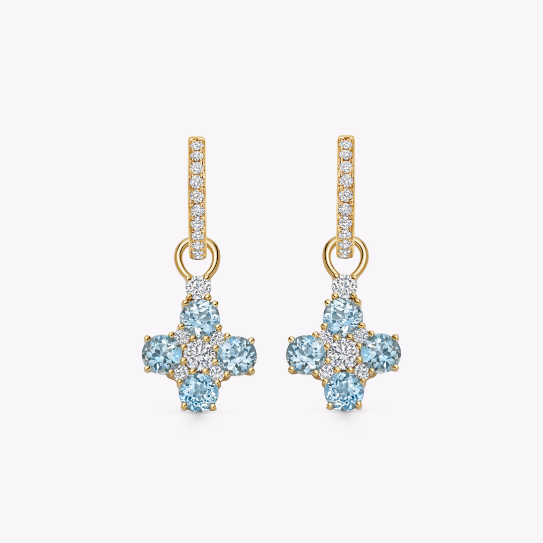 Blue Topaz Round Cluster Detachable Drops