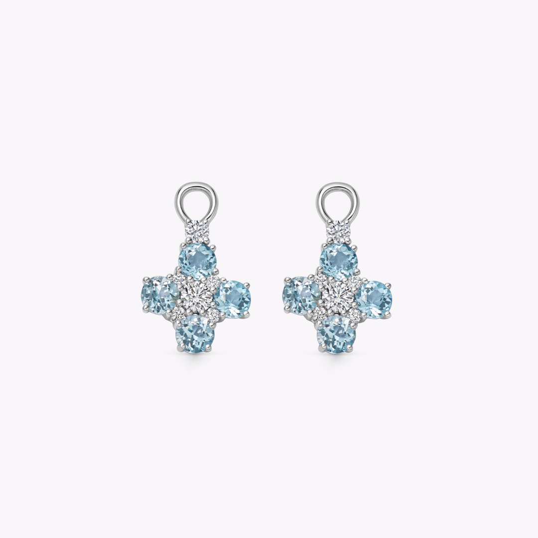 Blue Topaz Round Cluster Detachable Drops
