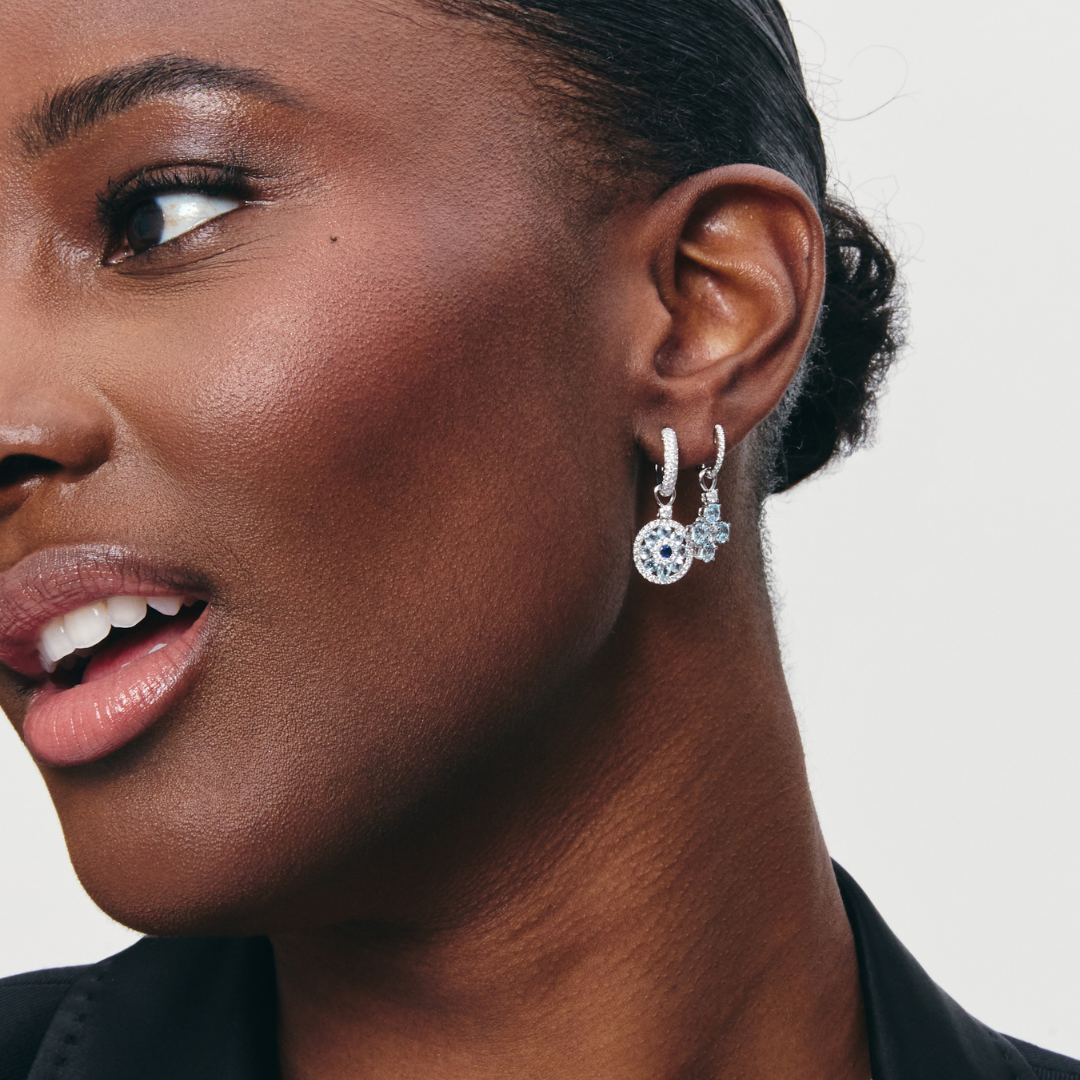 Blue Topaz Round Cluster Detachable Drops