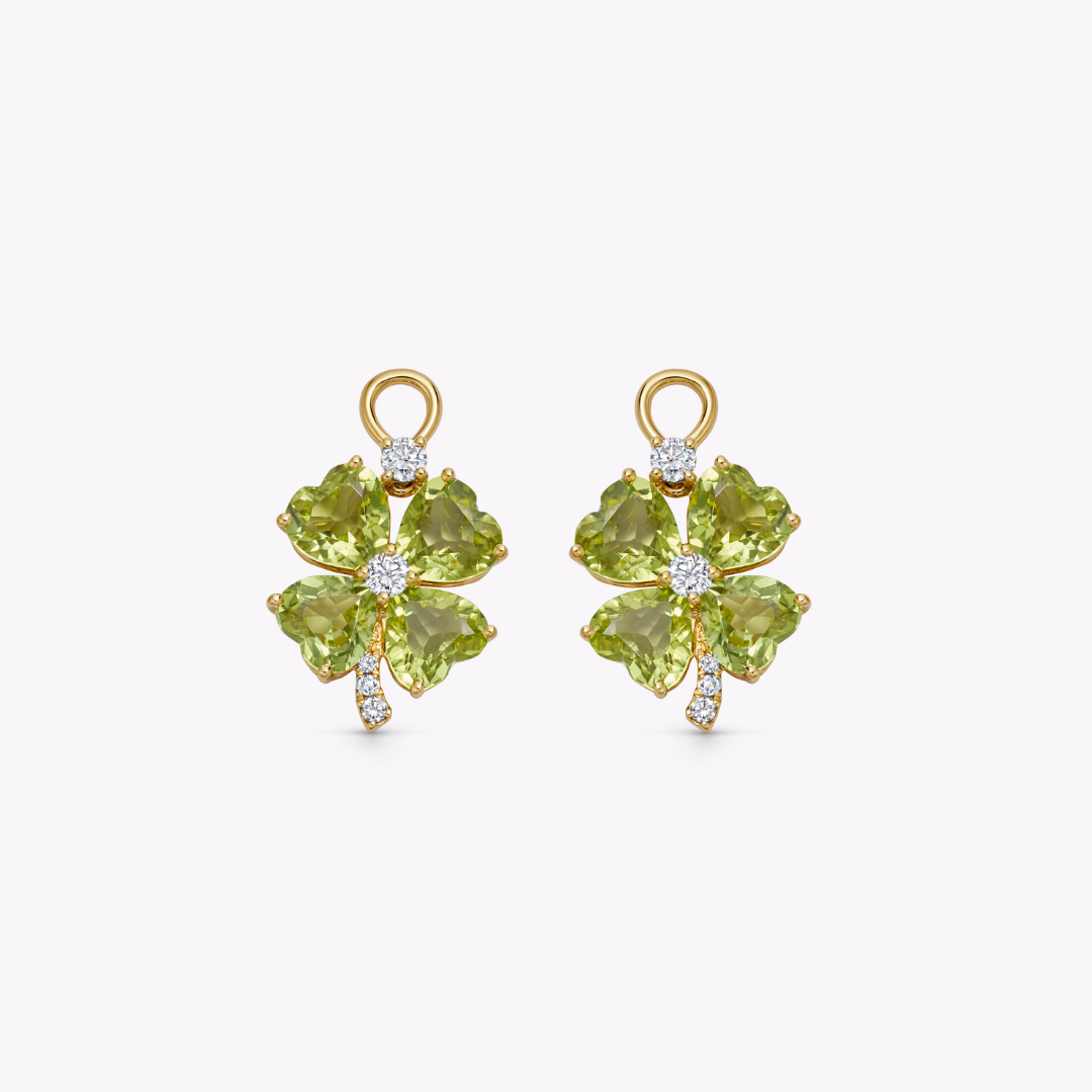 Peridot and Diamond Four-Leaf Clover Detachable Drops