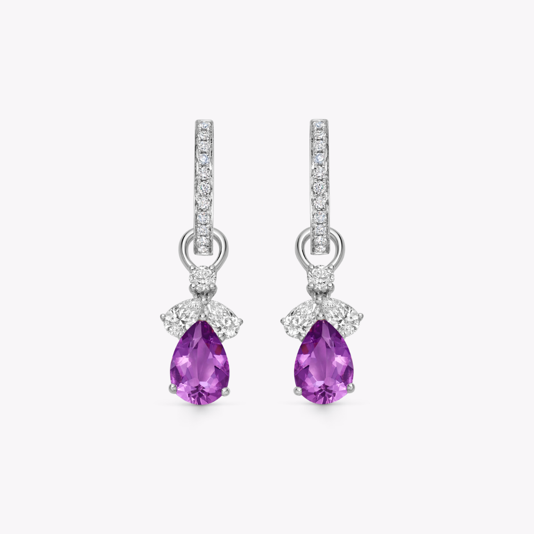 Pear Amethyst and Diamond Petal Detachable Drops