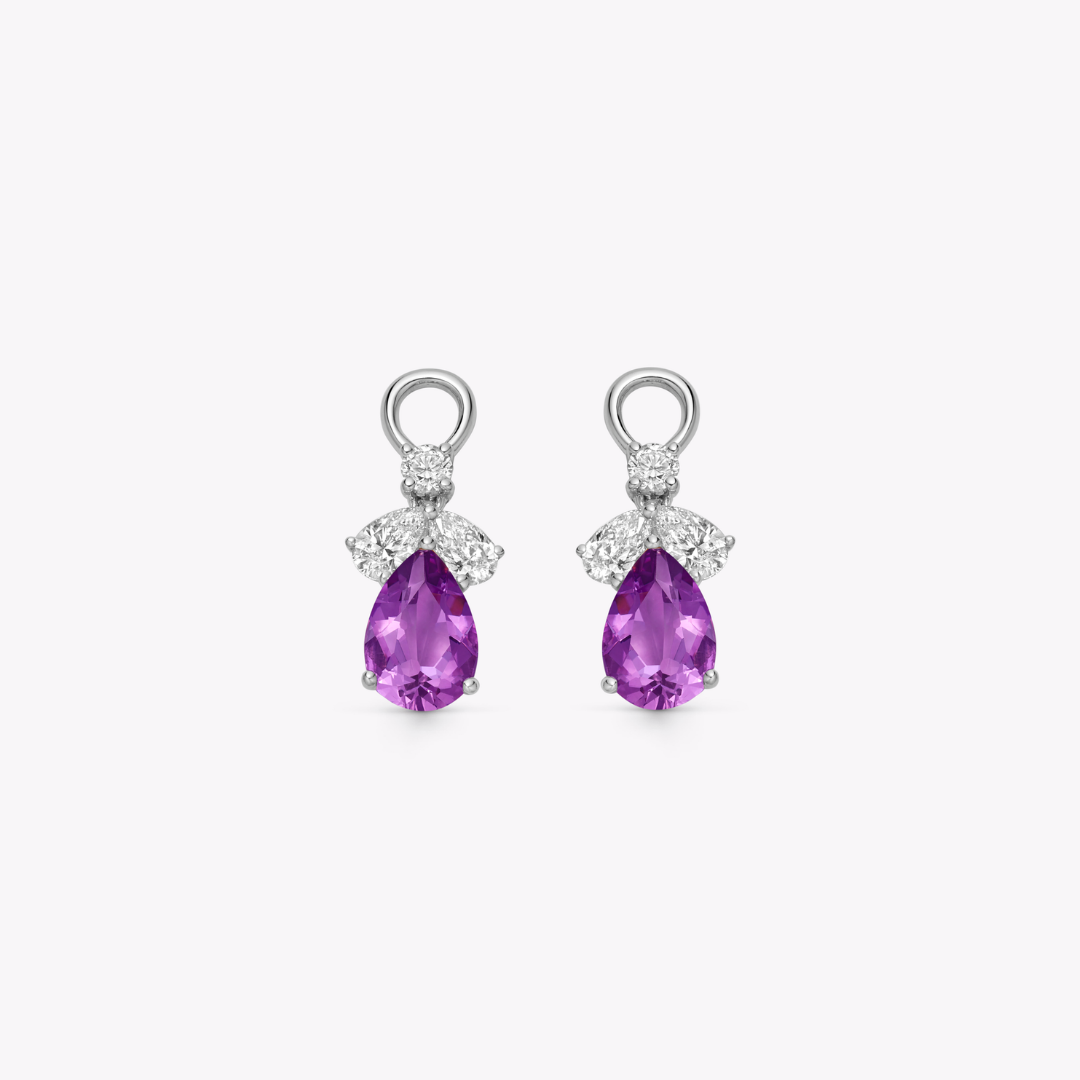 Pear Amethyst and Diamond Petal Detachable Drops