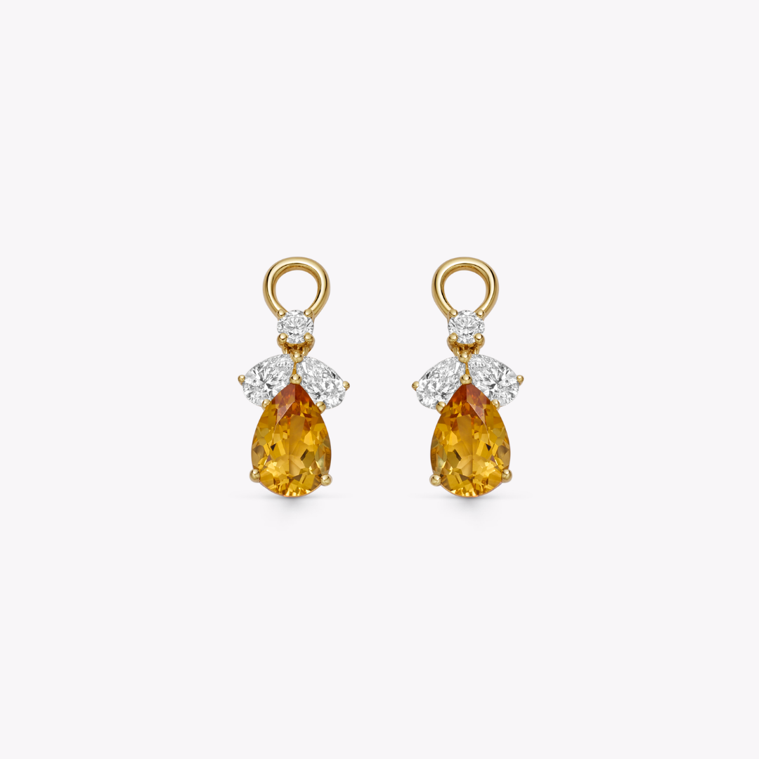 Pear Citrine and Diamond Petal Detachable Drops