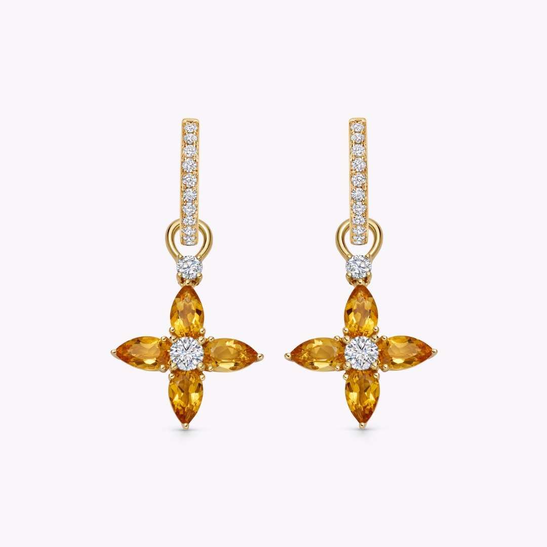 Citrine and Diamond Pointed Petal Detachable Drops