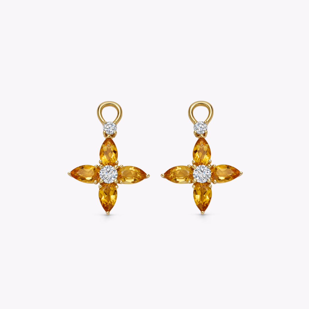 Citrine and Diamond Pointed Petal Detachable Drops