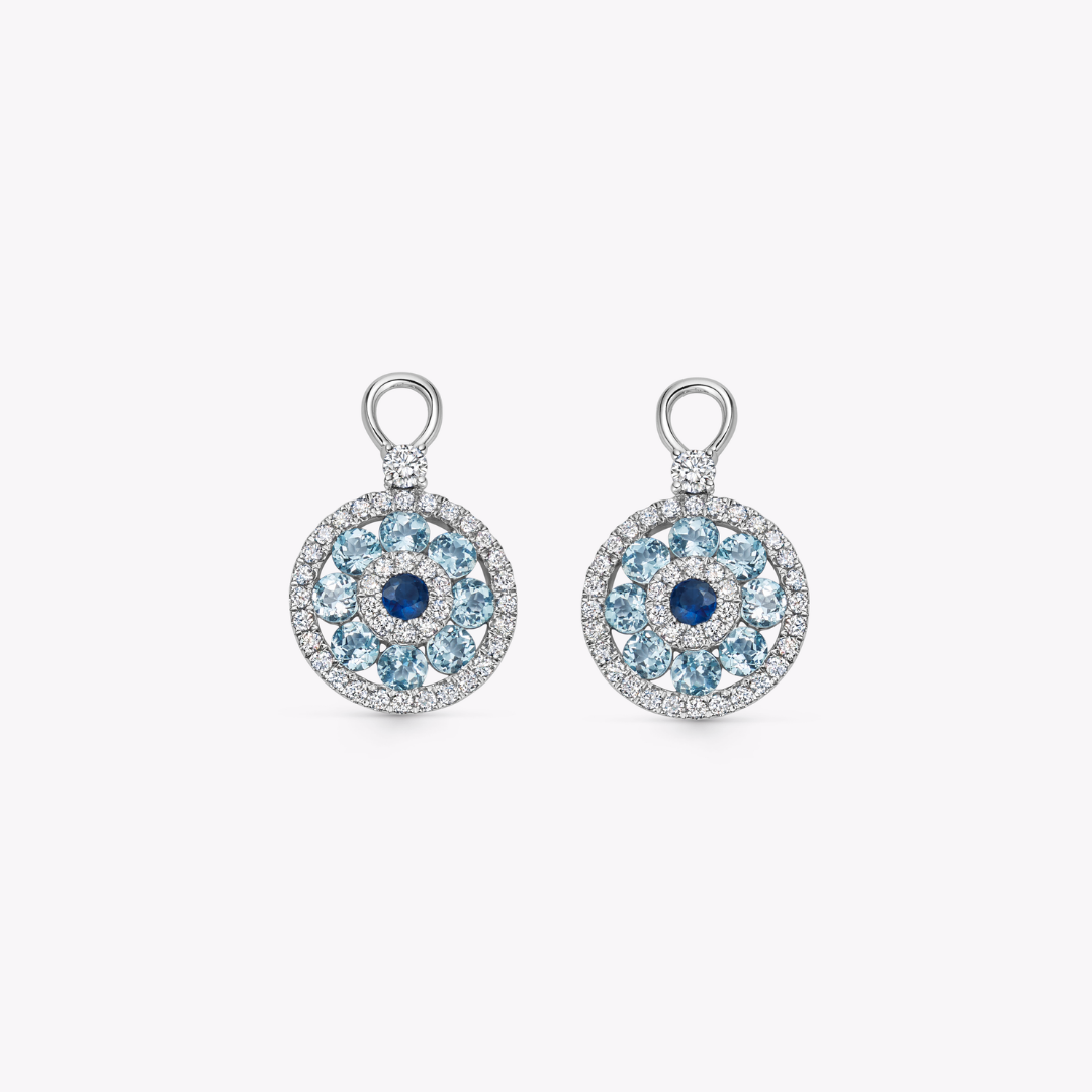 Sapphire, Blue Topaz and Diamond Evil Eye Detachable Drops
