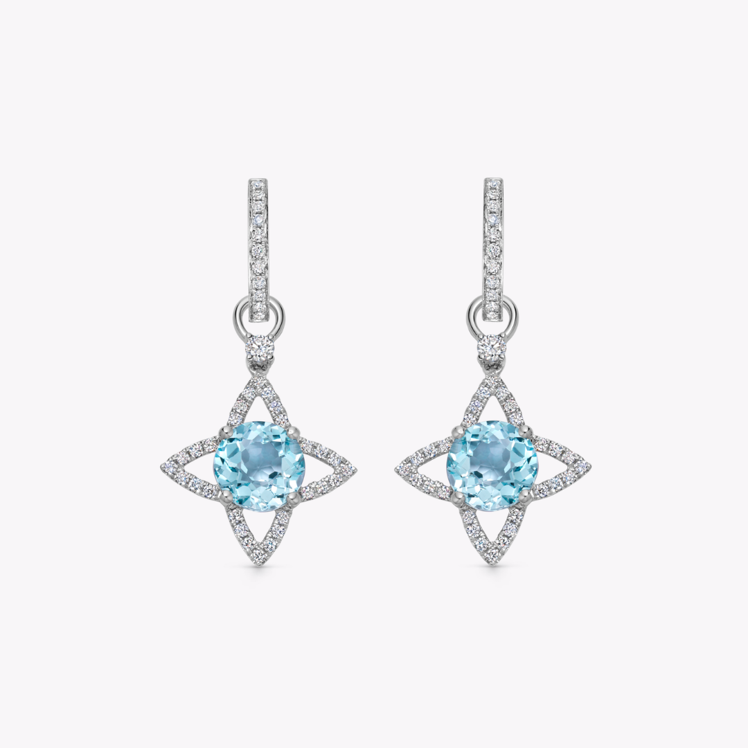 Blue Topaz and Diamond Compass Detachable Drops