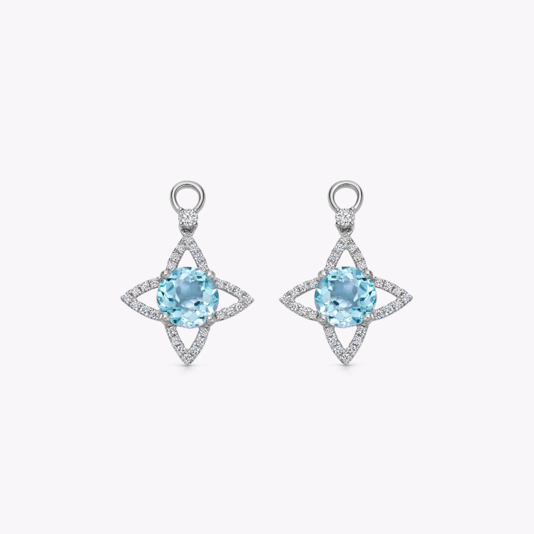 Blue Topaz and Diamond Compass Detachable Drops