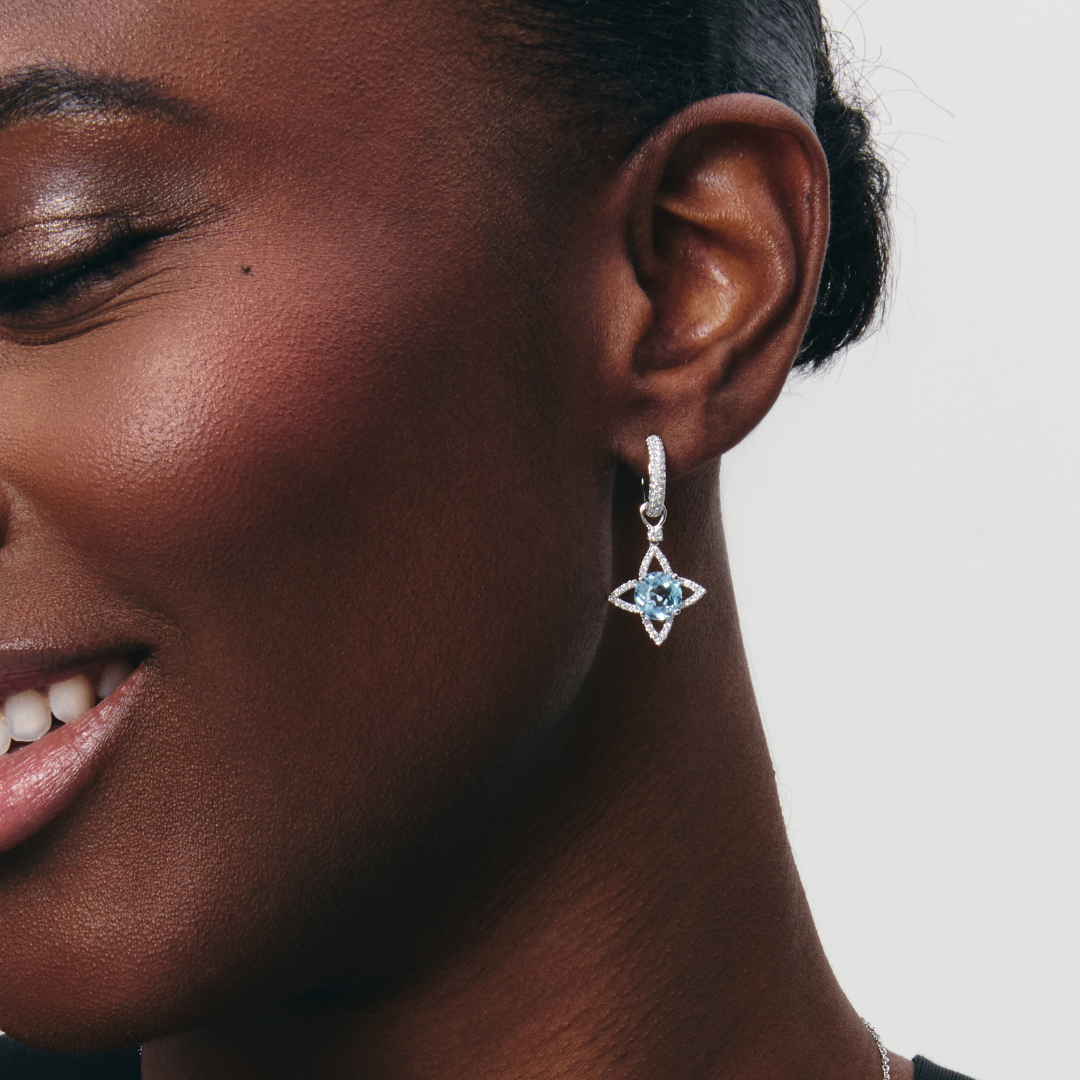 Blue Topaz and Diamond Compass Detachable Drops