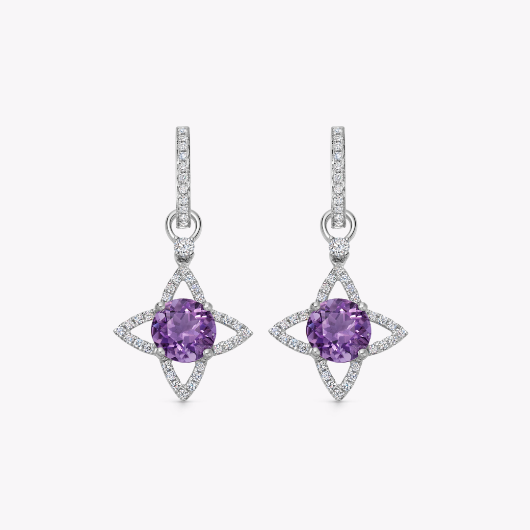 Amethyst and Diamond Compass Detachable Drops