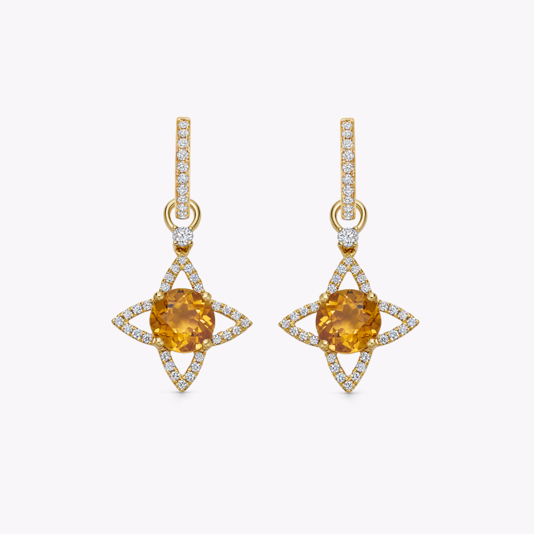 Citrine and Diamond Compass Detachable Drops