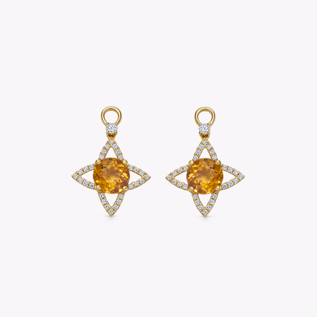Citrine and Diamond Compass Detachable Drops