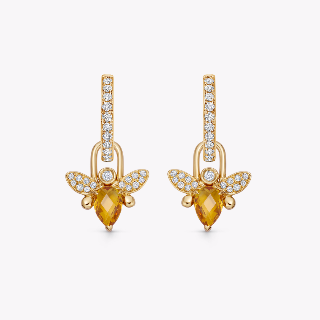 Citrine and Diamond Bee Detachable Drops