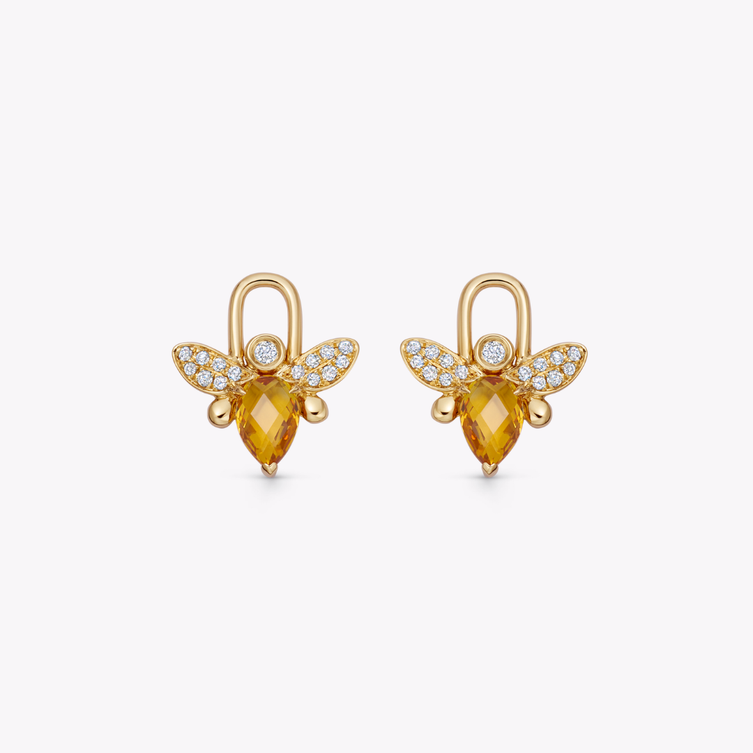 Citrine and Diamond Bee Detachable Drops