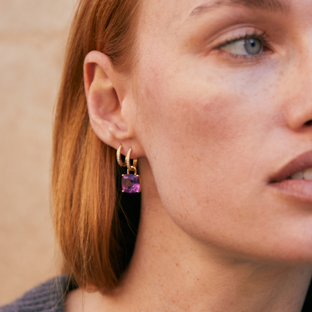 Kiki Cushion Amethyst Detachable Drops