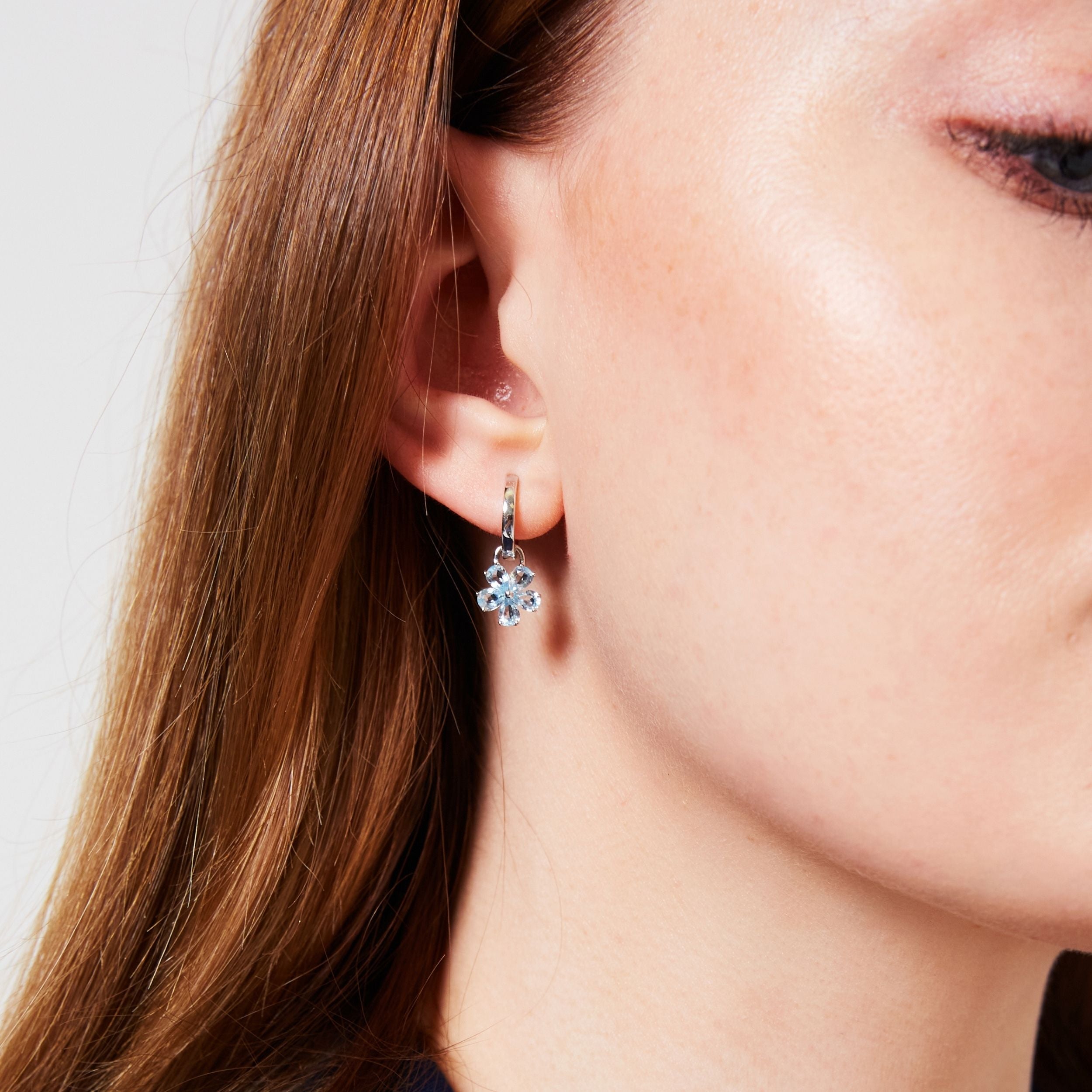 Petals Blue Topaz Flower Detachable Drops