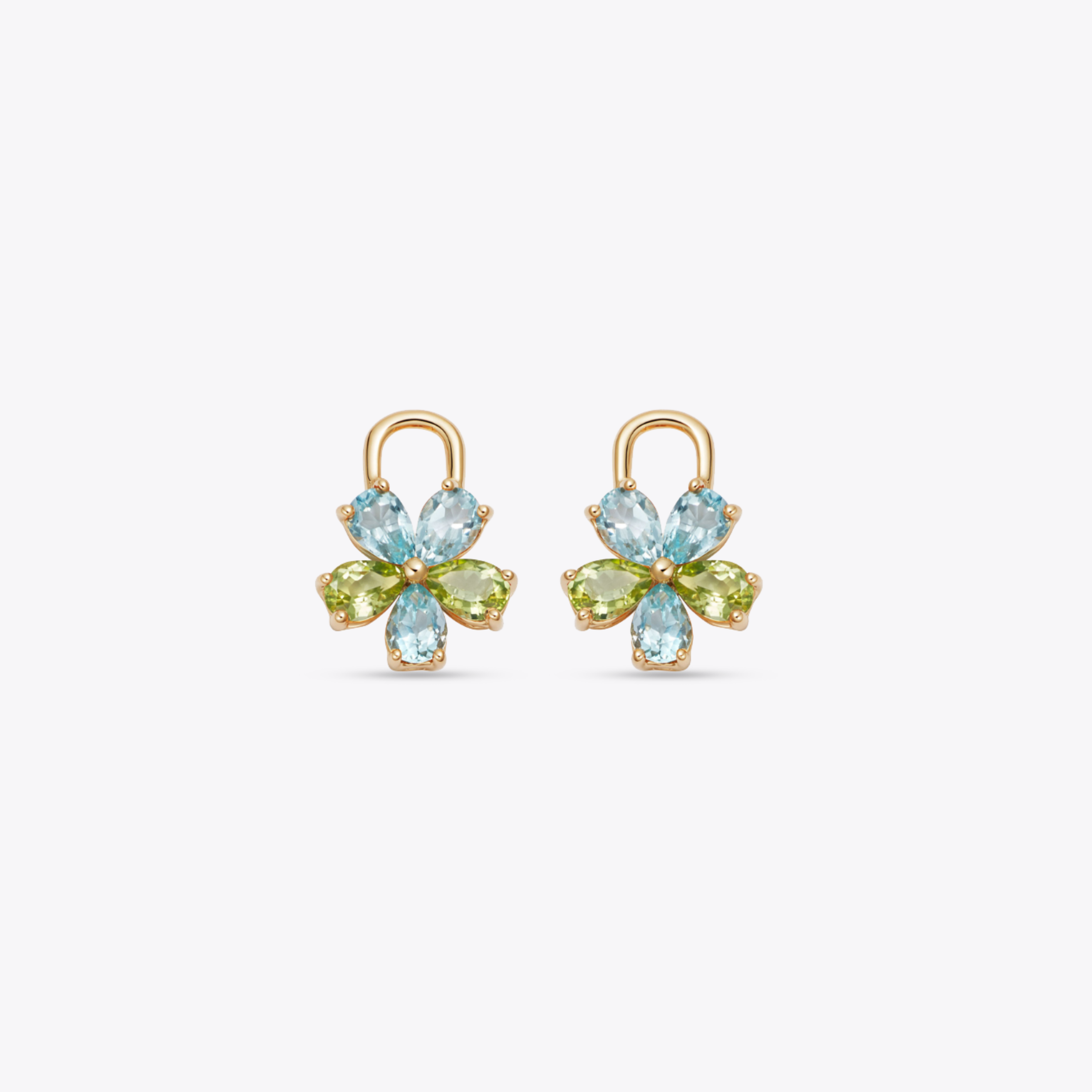 Petals Blue Topaz and Peridot Flower Detachable Drops