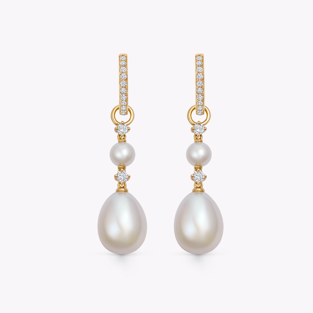 Double Pearl and Diamond Accent Detachable Drops