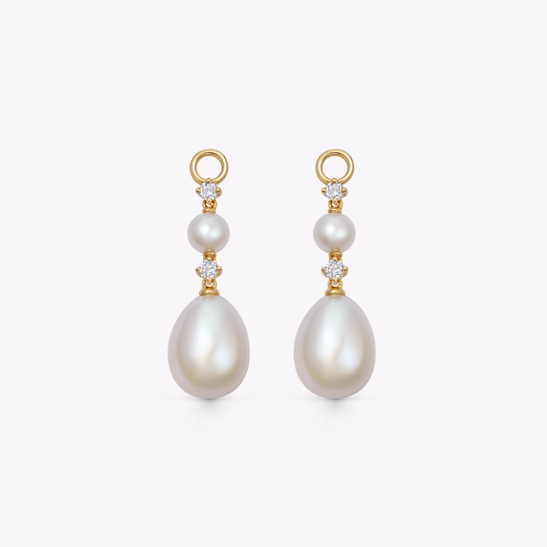 Double Pearl and Diamond Accent Detachable Drops