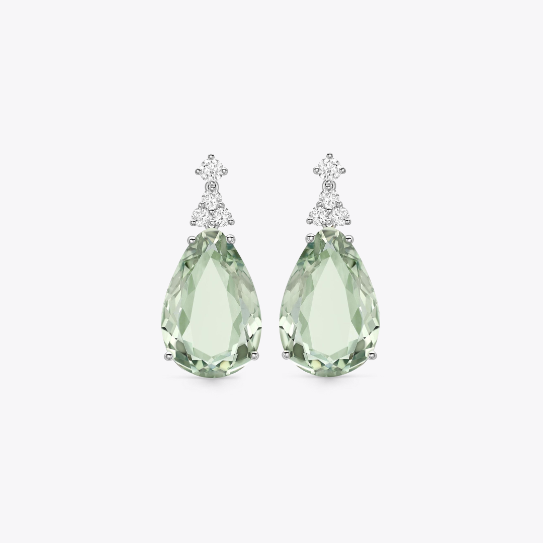 Candy Green Amethyst and Diamond Earrings