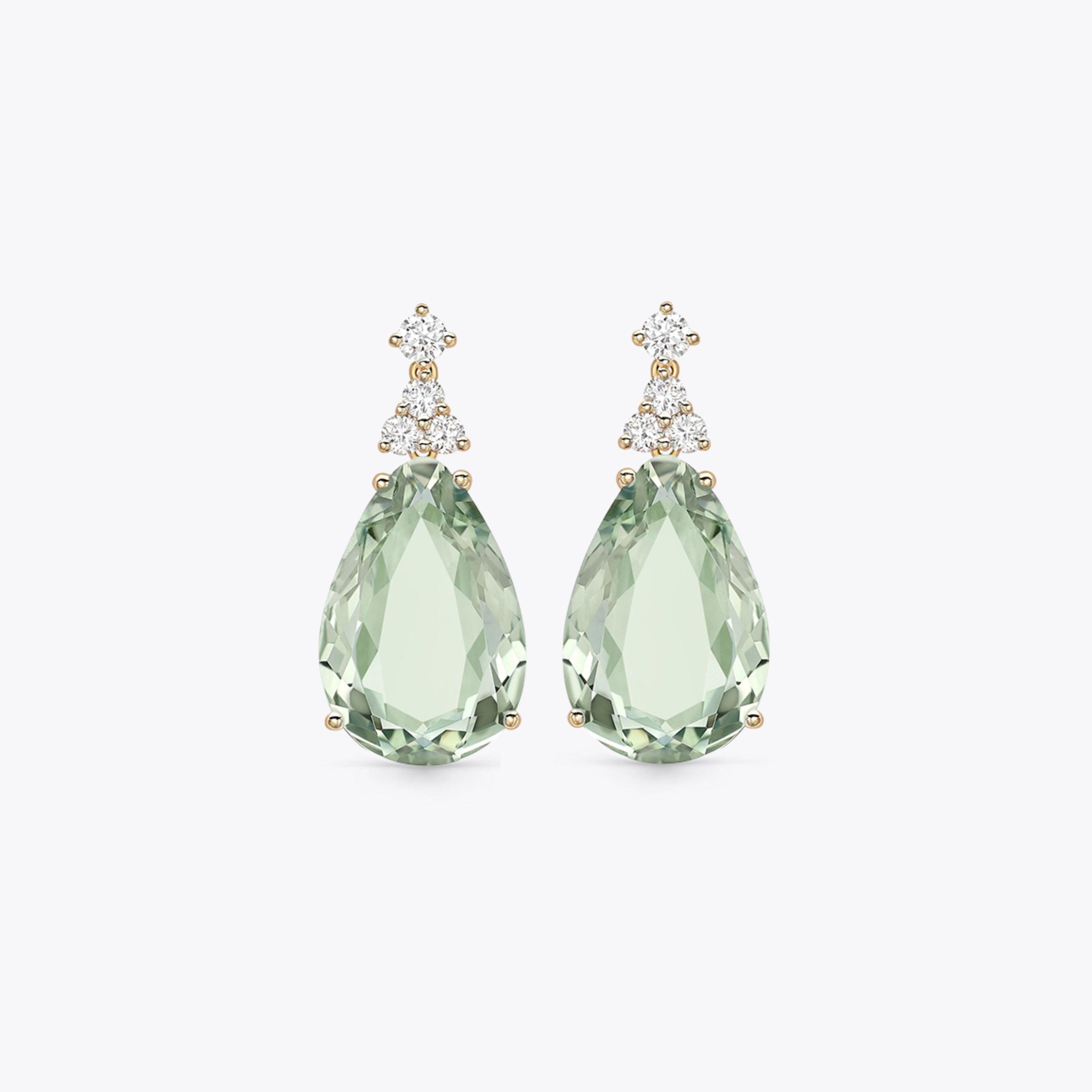 Candy Green Amethyst and Diamond Earrings