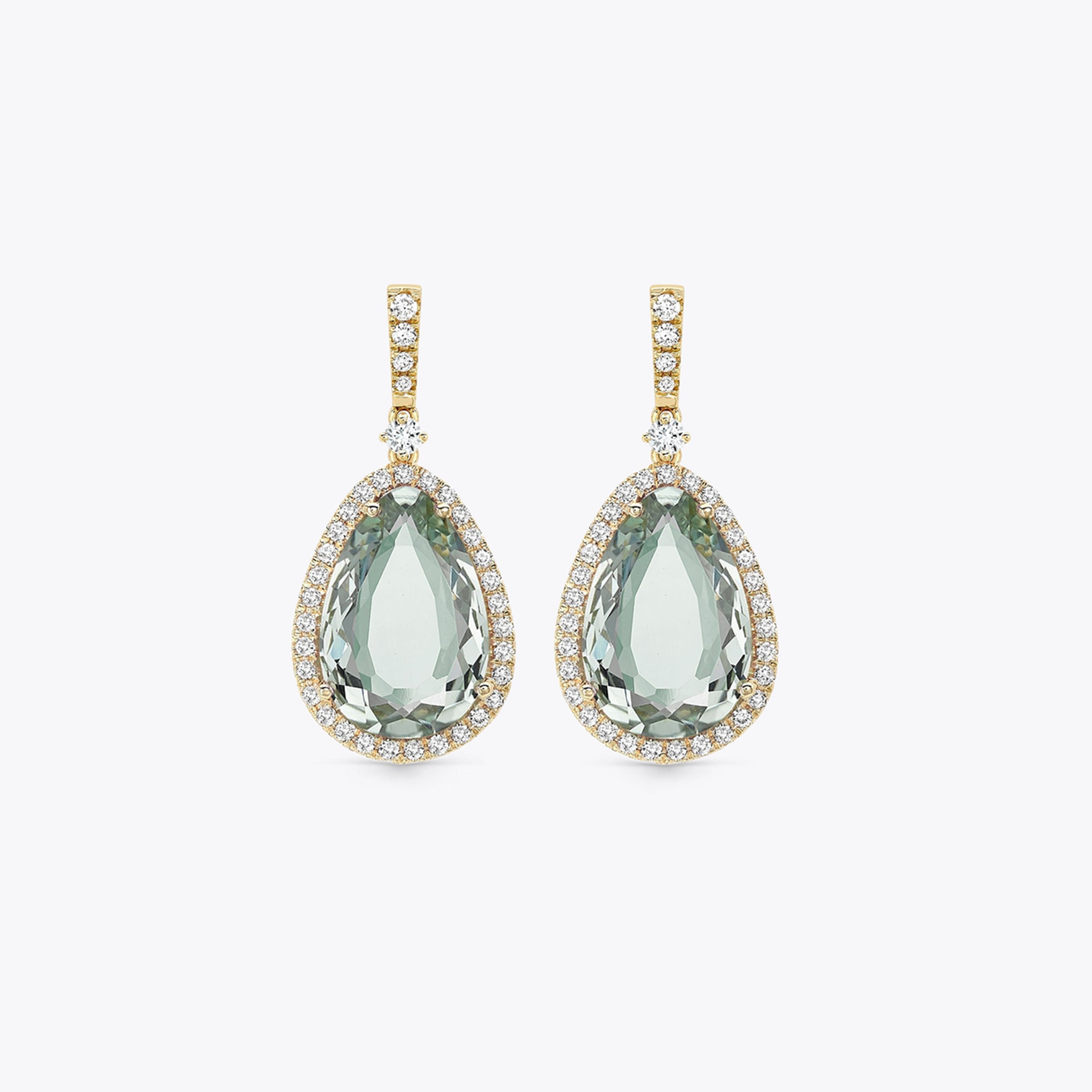 Candy Green Amethyst and Diamond Earrings
