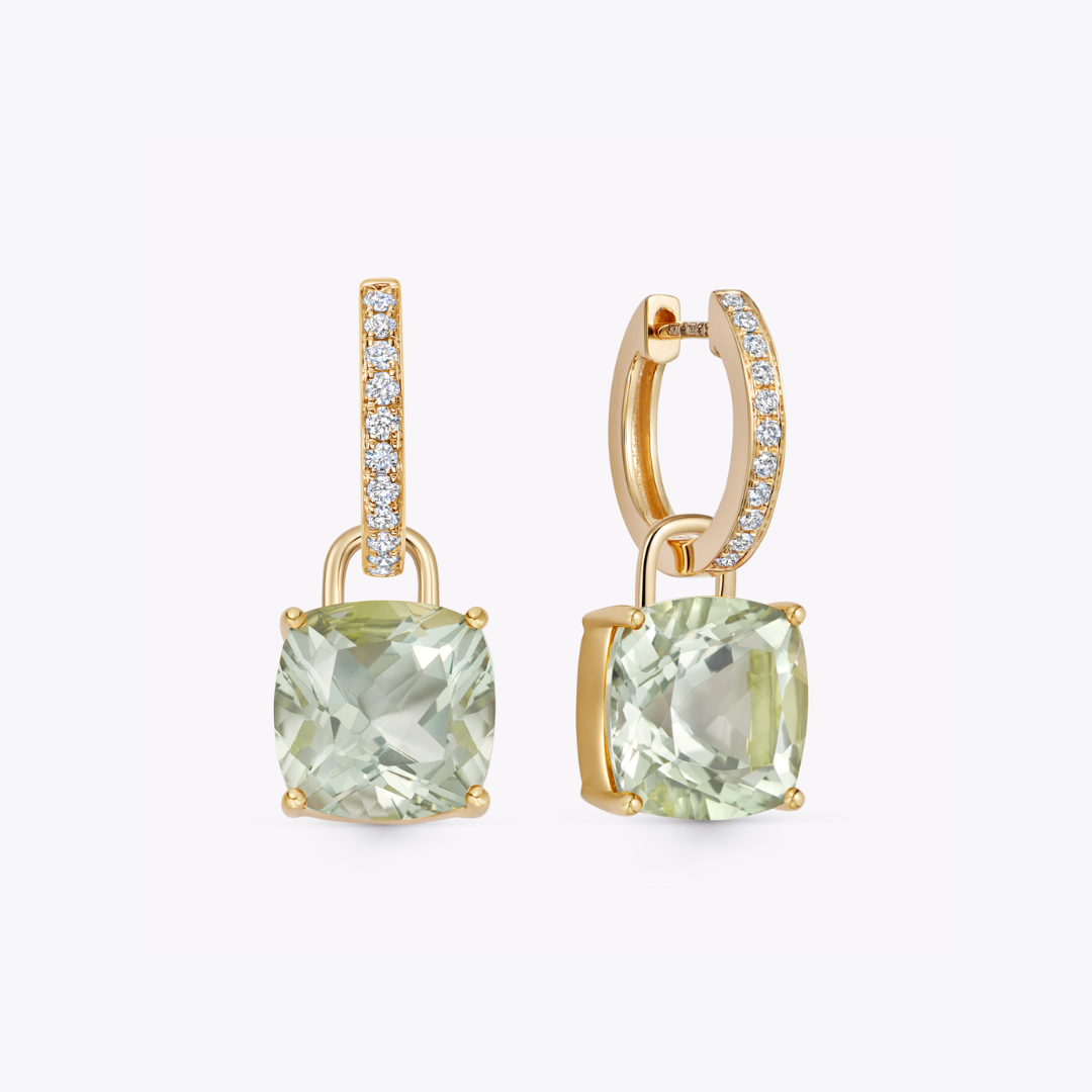 Kiki Cushion Green Amethyst Detachable Drops