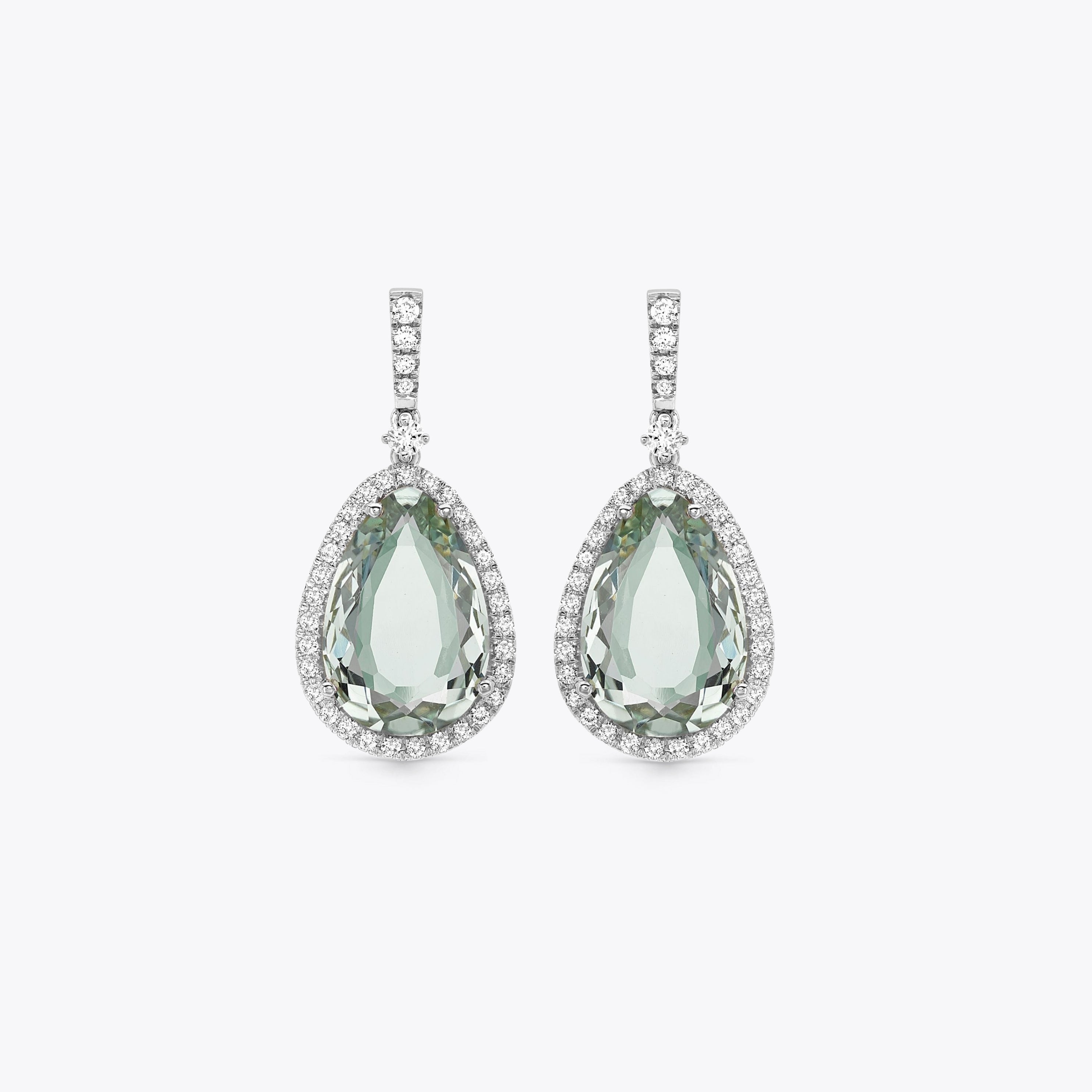 Candy Green Amethyst and Diamond Earrings