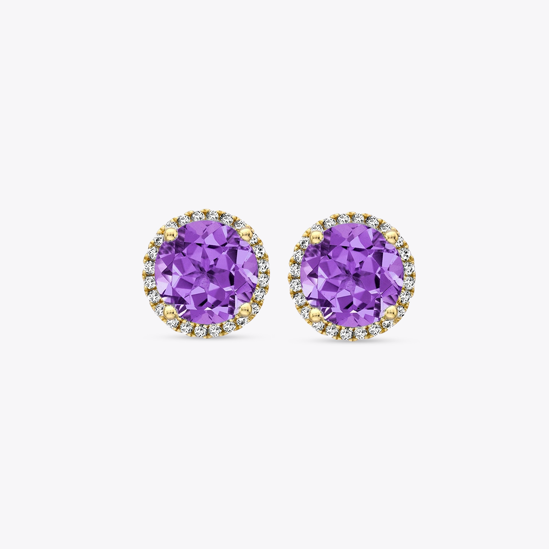Grace Amethyst and Diamond Stud Earrings