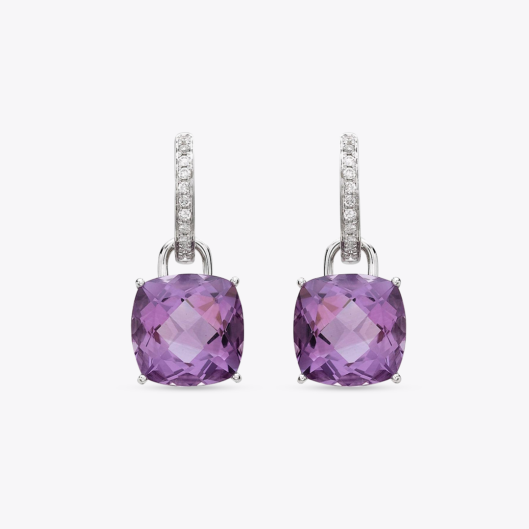 Kiki Cushion Amethyst and Diamond Detachable Earrings