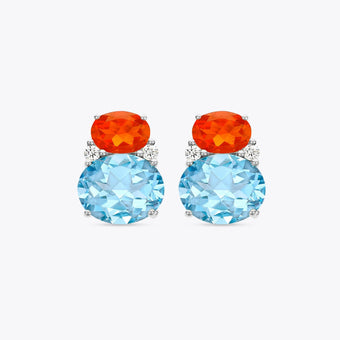 Special Editions Cabochon Mandarin Garnet and Peridot Drop Earrings
