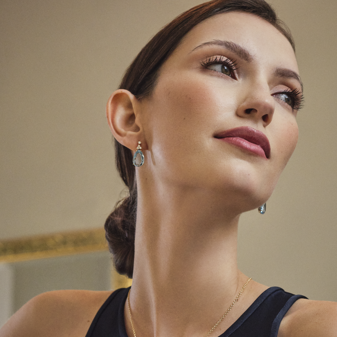 Candy Blue Topaz and Diamond Earrings