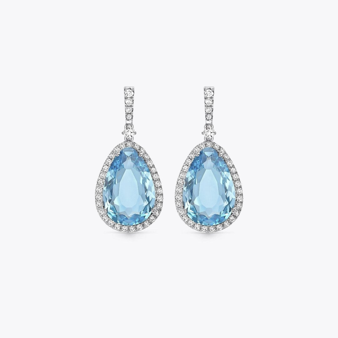 Candy Blue Topaz and Diamond Earrings