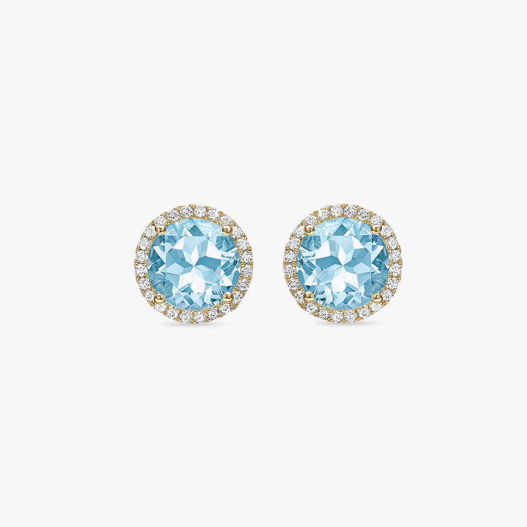 Grace Blue Topaz and Diamond Stud Earrings