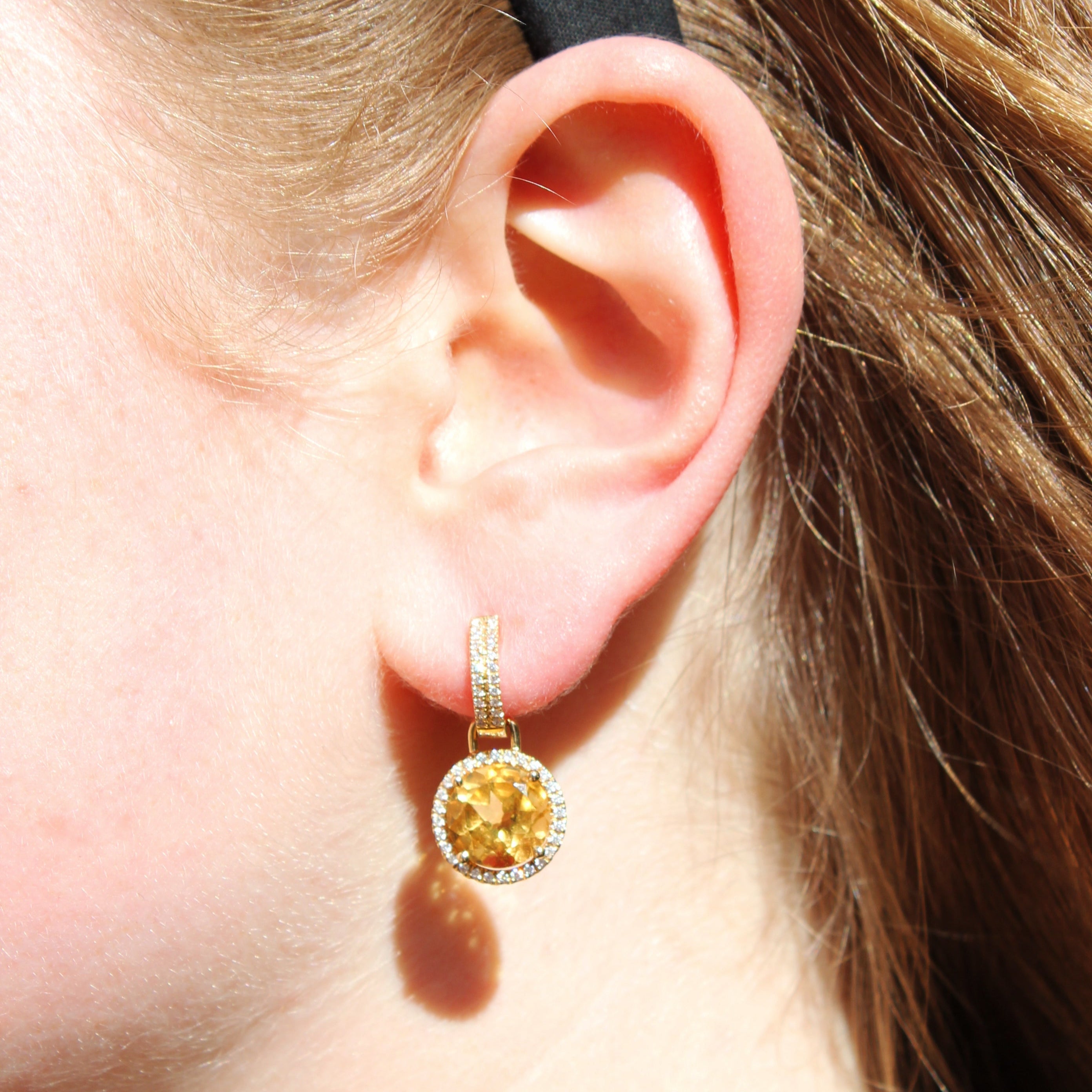 Grace Large Citrine and Diamond Detachable Earrings