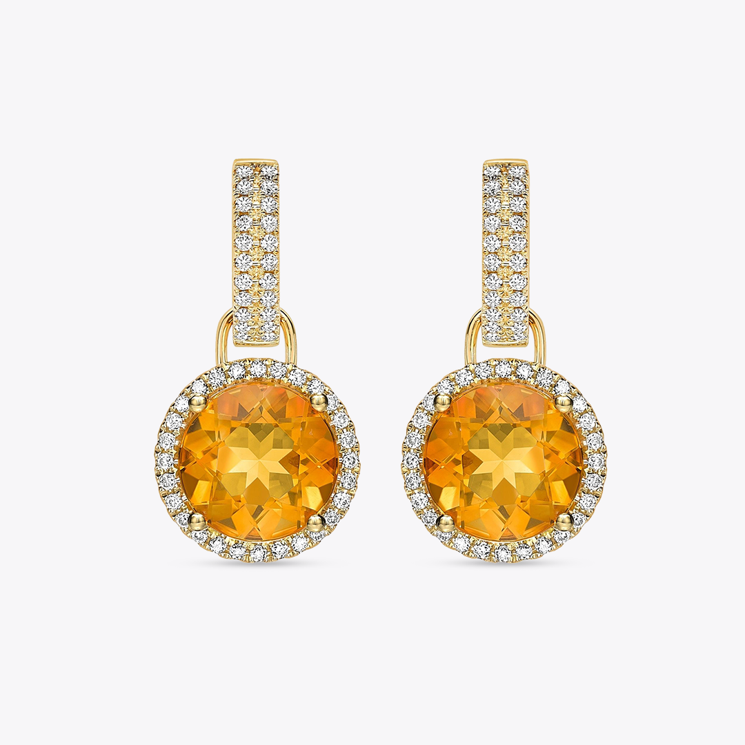 Grace Large Citrine and Diamond Detachable Earrings