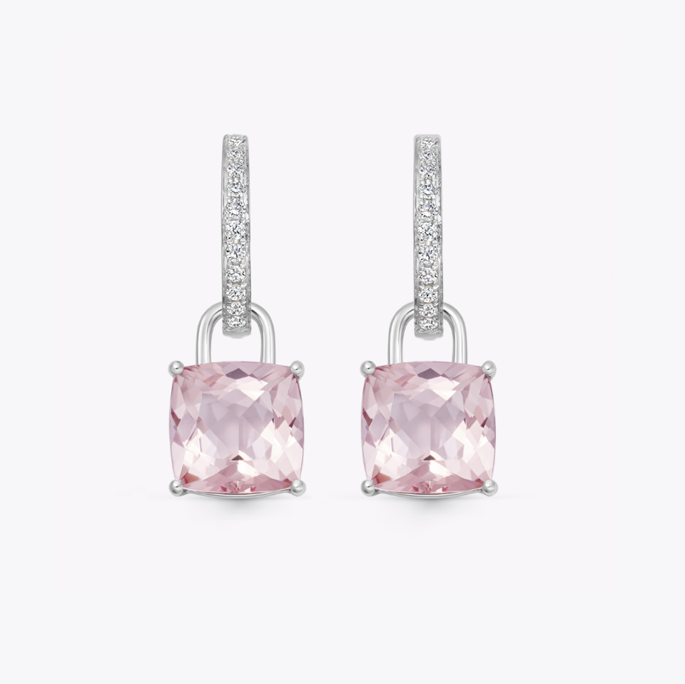 Kiki Cushion Morganite and Diamond Detachable Earrings