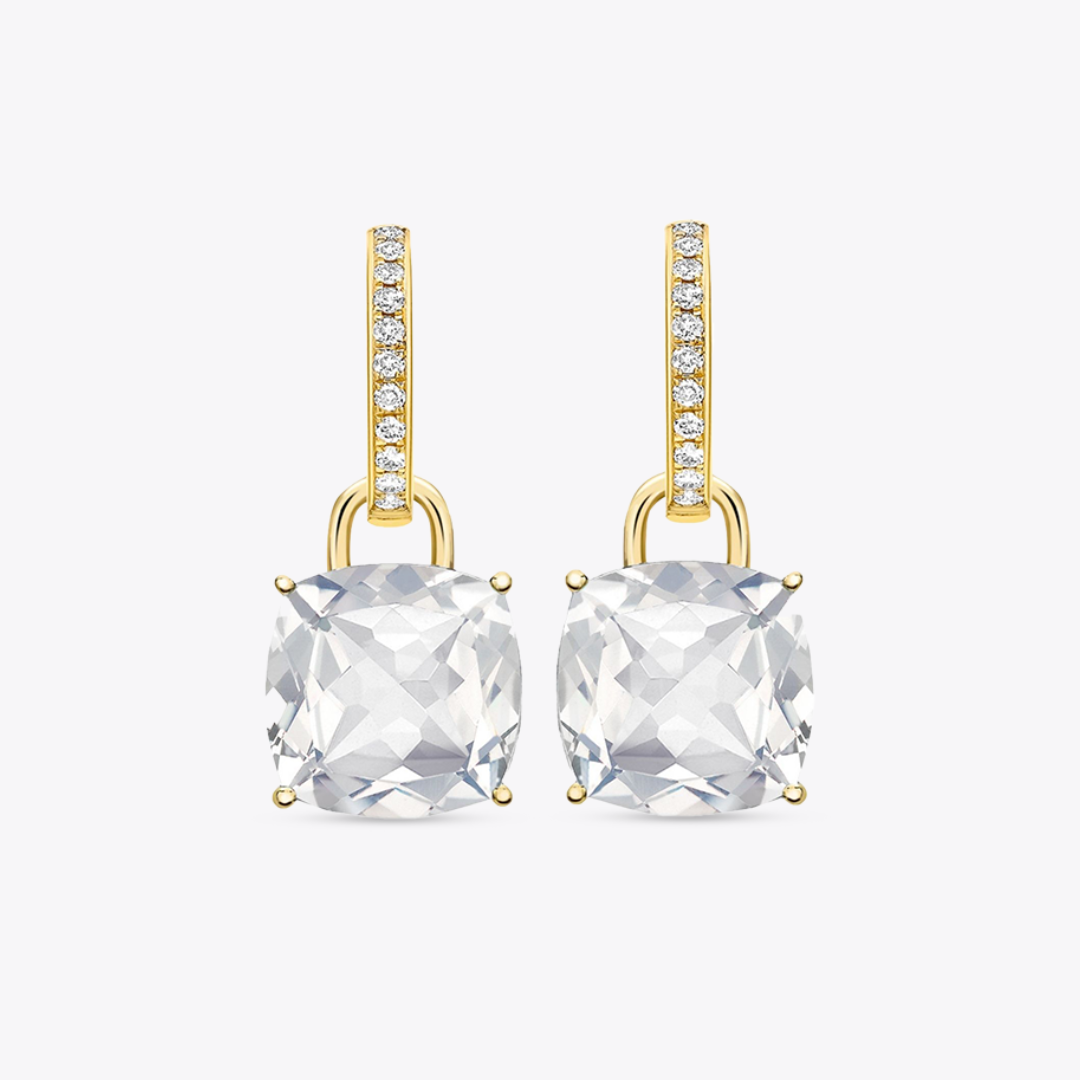 Kiki Cushion White Topaz and Diamond Detachable Earrings