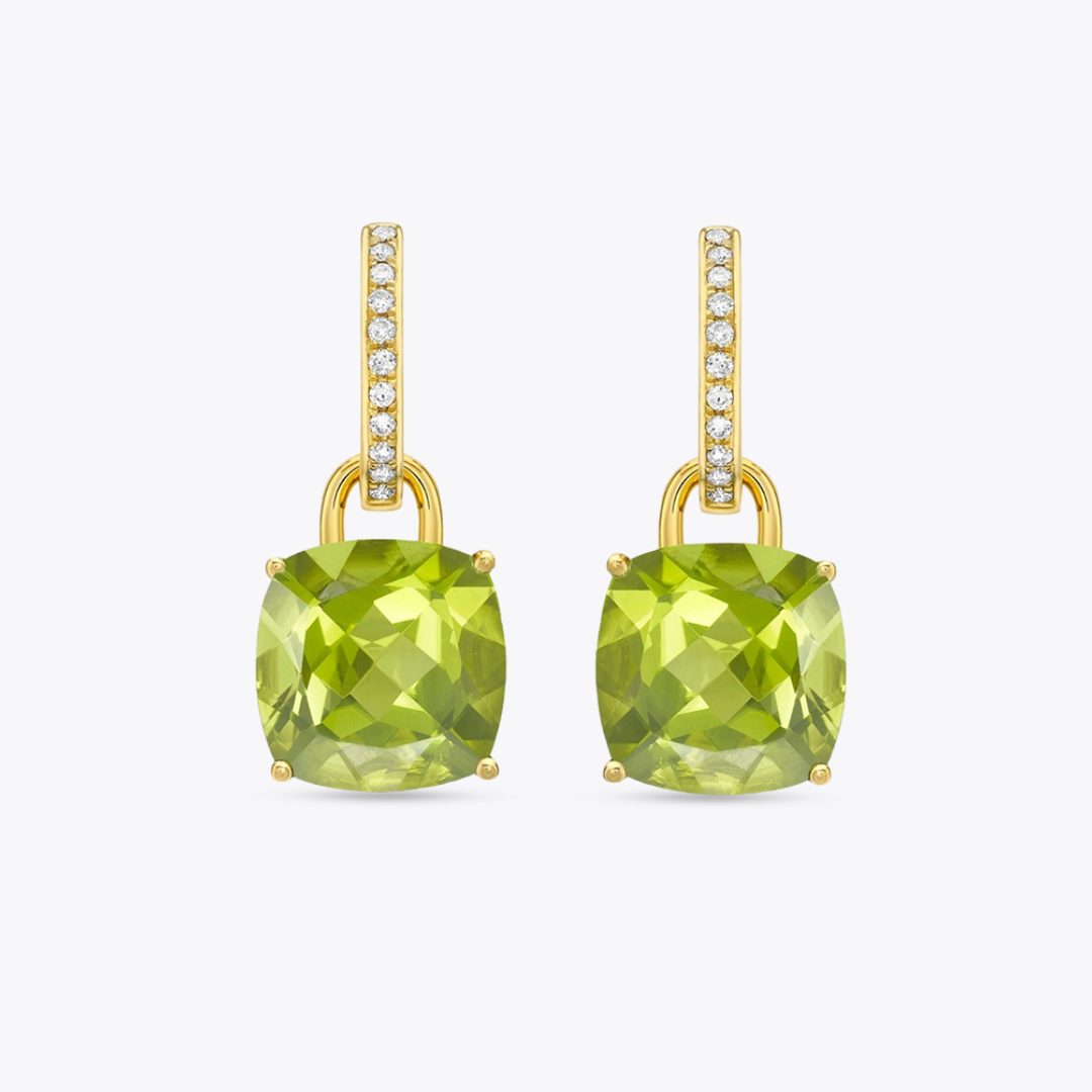 Kiki Cushion Peridot and Diamond Detachable Earrings