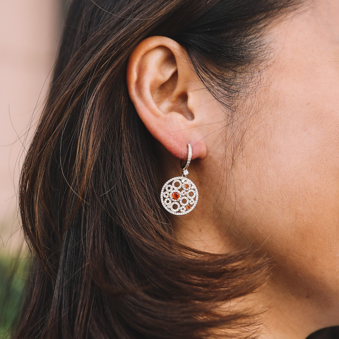 Bubbles Fire Opal and Diamond Earrings