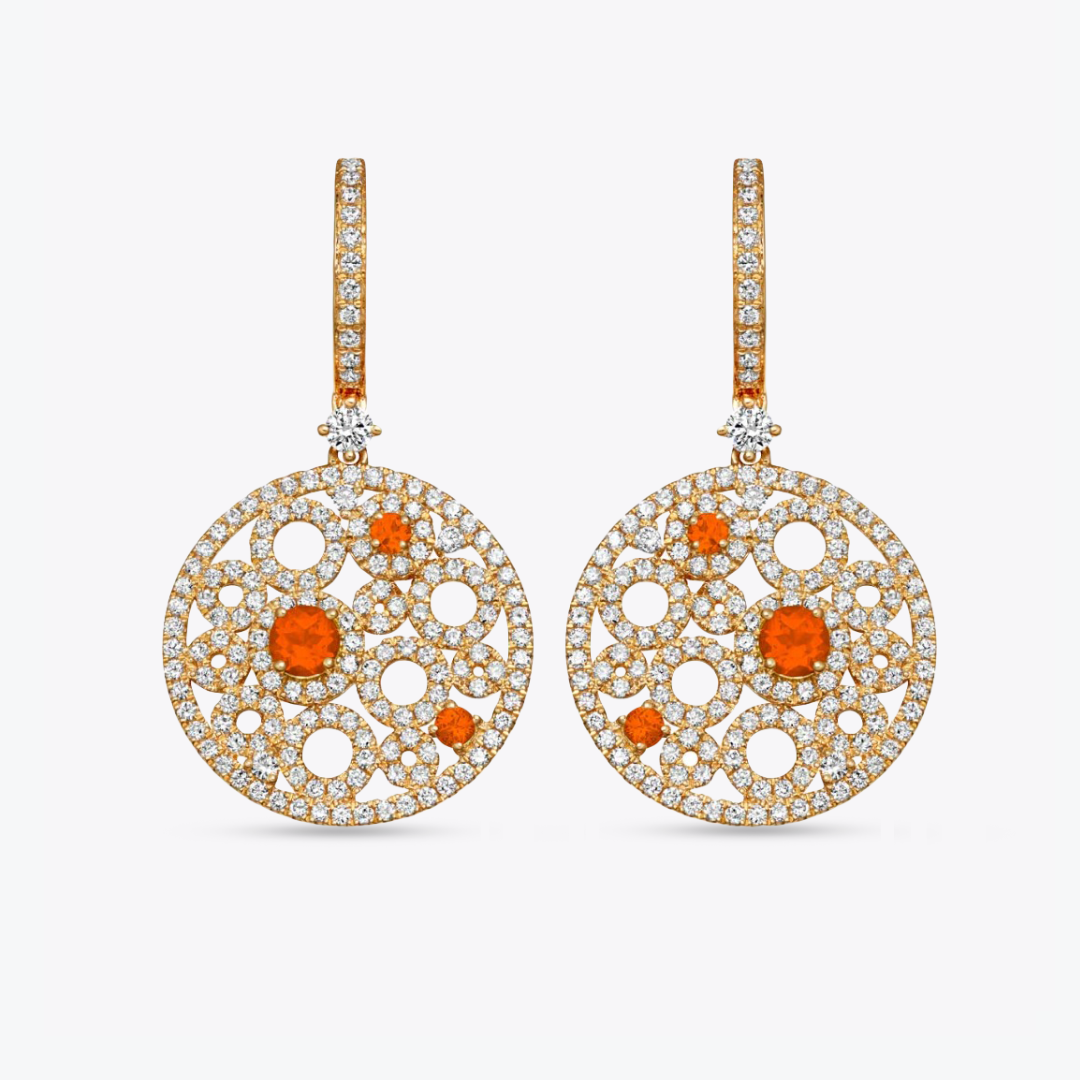 Bubbles Fire Opal and Diamond Earrings