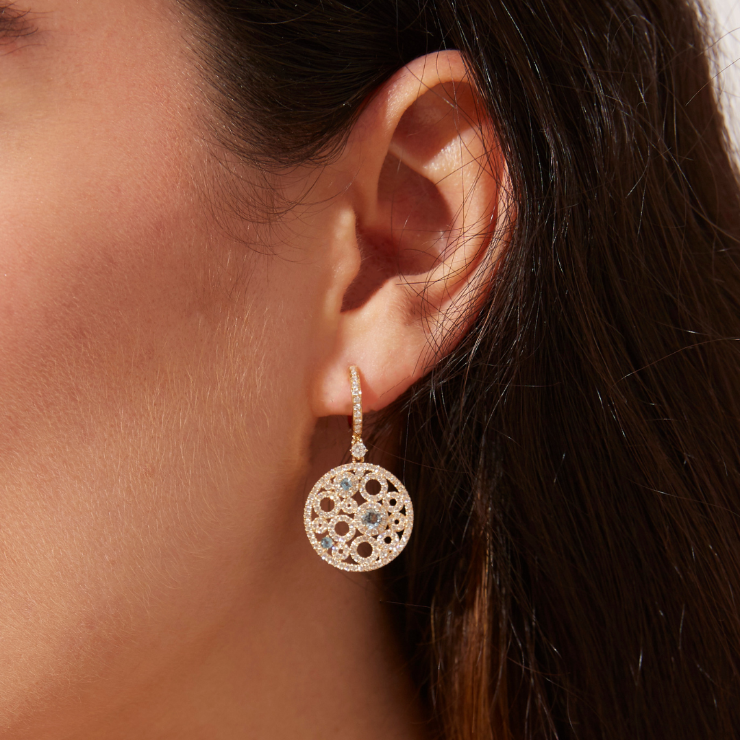 Bubbles Blue Topaz and Diamond Earrings