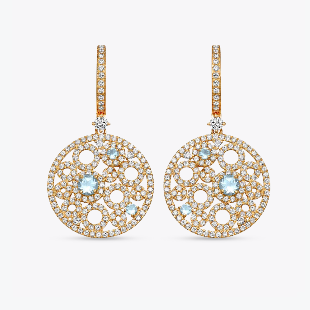 Bubbles Blue Topaz and Diamond Earrings