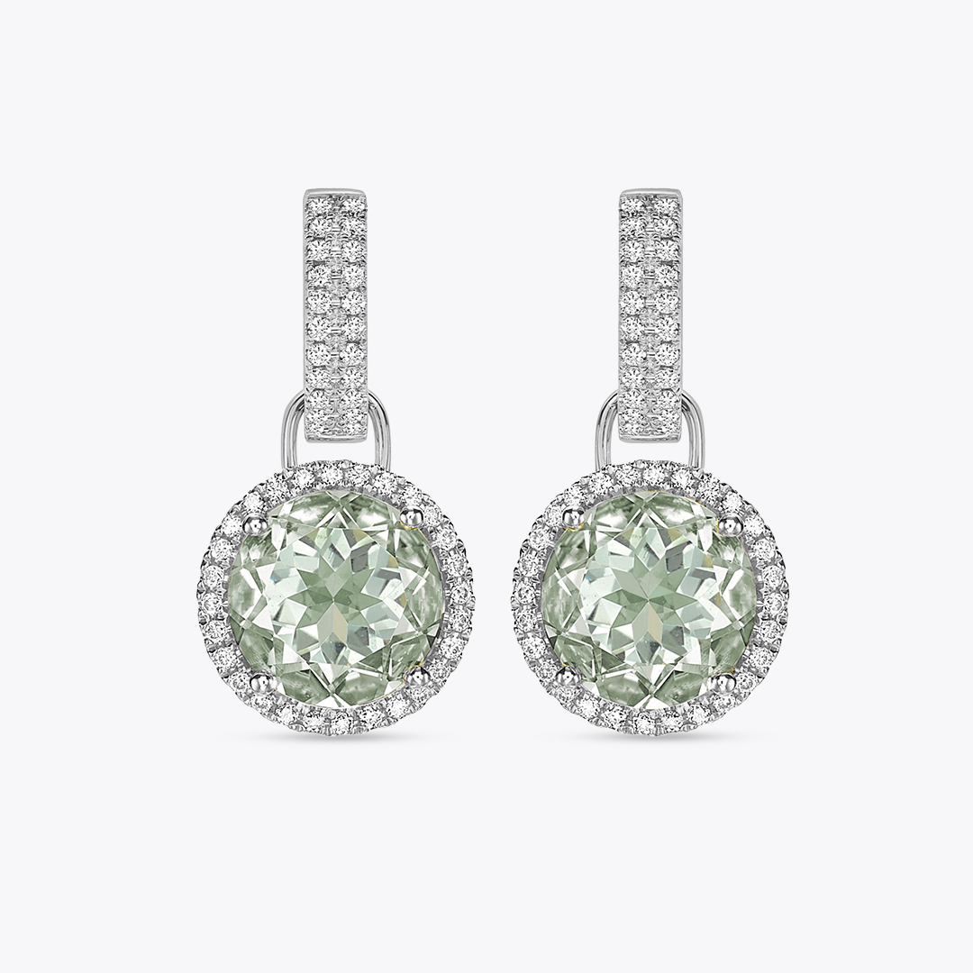 Grace Large Green Amethyst and Diamond Detachable Earrings